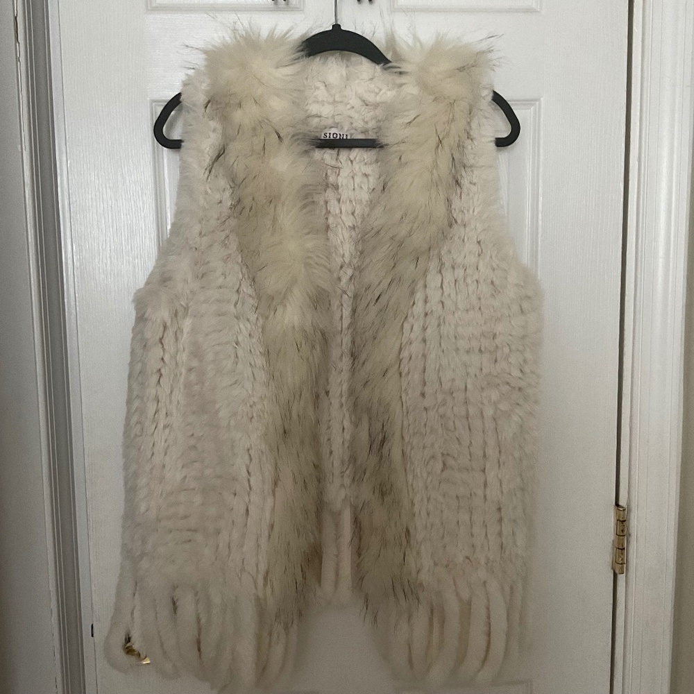 SIONI Studio S/M Faux Fur Bone White Vest/Gilet